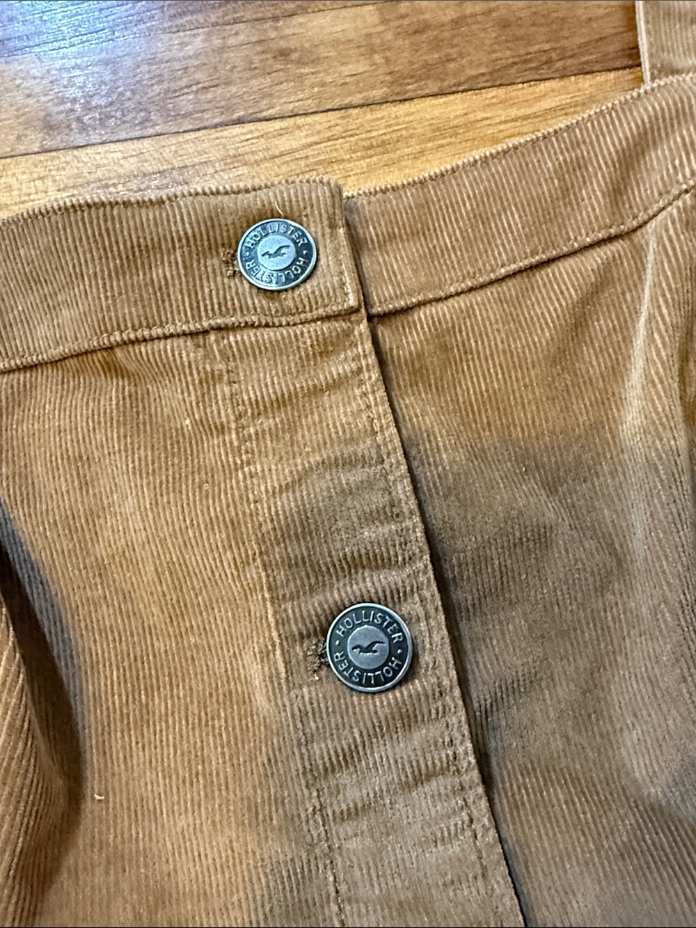 Hollister Brown Corduroy Button Front Mini Dress Size Small (w) - Picture 3 of 5